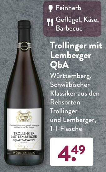 Aldi Süd Trollinger mit Lemberger QbA 1 L Flasche Angebot