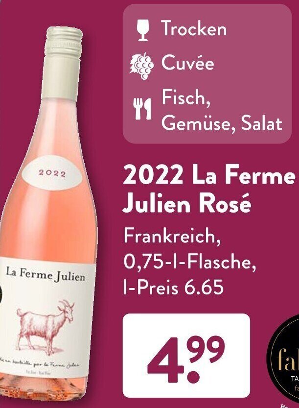 2022 La Ferme Julien Rosé 0,75 L Flasche Angebot bei Aldi Süd