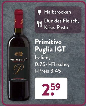 Aldi Süd Primitivo Puglia IGT 0,75 L Flasche Angebot