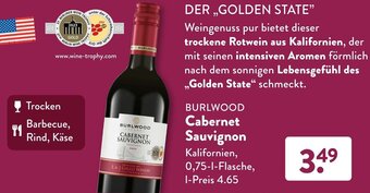 Aldi Süd BURLWOOD Cabernet Sauvignon 0,75 L Flasche Angebot