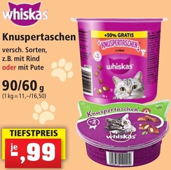 Thomas Philipps whiskas Knuspertaschen 90/60 g Angebot