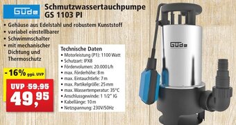 Thomas Philipps Güde Schmutzwassertauchpumpe GS 1103 PI Angebot