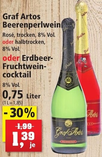 Thomas Philipps Graf Artos Beerenperlwein oder Erdbeer-Fruchtweincocktail 0,75 Liter Angebot