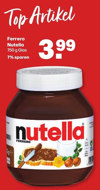 Handelshof Ferrero Nutella 750 g Glas Angebot