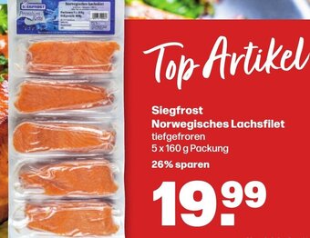 Handelshof Siegfrost Norwegisches Lachsfilet 5 x 160 g Packung Angebot