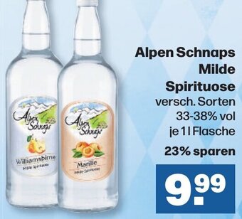 Handelshof Alpen Schnaps Milde Spirituose 1 L Flasche Angebot