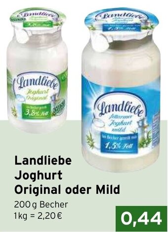 CAP Markt Landliebe Joghurt Original oder Mild 200 g Becher Angebot