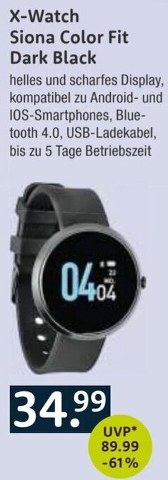 V Markt X-Watch Siona Color Fit Dark Black Angebot