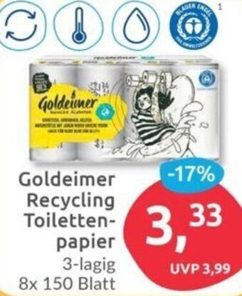 Budni Goldeimer Recycling Toilettenpapier 3-lagig Angebot