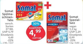 Budni Somat Spülmaschinen Tabs 27 WL und Somat Spezial Salz 1,2 kg Angebot