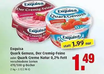 Markant Exquisa Quark Gemuss, Der Cremig-Feine oder Quark Creme Natur 0,2% Fett Angebot