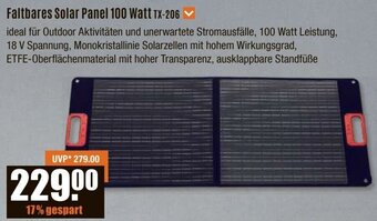 V Baumarkt Technaxx Faltbares Solar Panel 100 Watt TX-206 Angebot