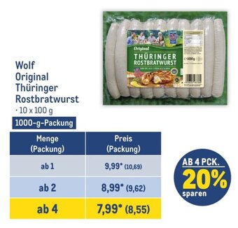 METRO Wolf Original Thüringer Rostbratwurst 1kg Angebot