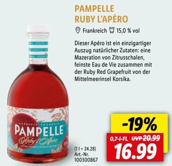 Lidl PAMPELLE RUBY L'APÉRO 0,7 L-Fl. Angebot