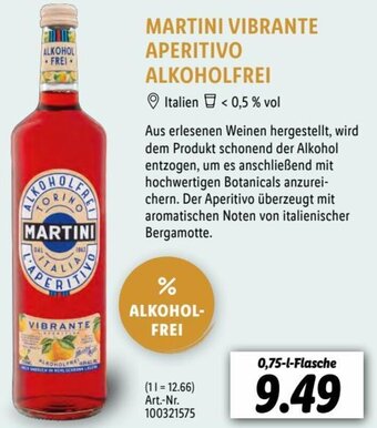 Lidl MARTINI VIBRANTE APERITIVO ALKOHOLFREI 0,75 L Flasche Angebot