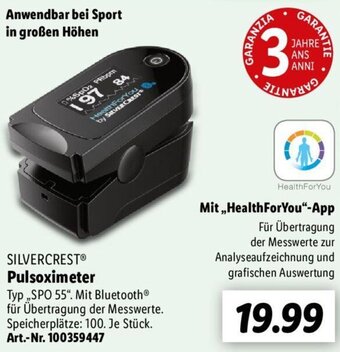 Lidl SILVERCREST Pulsoximeter SPO 55 Angebot