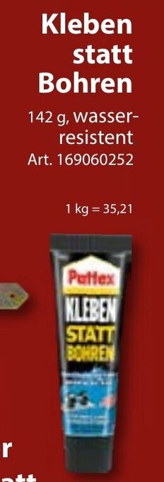 Sonderpreis Baumarkt Pattex Kleben statt Bohren 142g Angebot