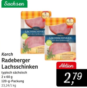 KONSUM Korch Radeberger Lachsschinken 120-g-Packung Angebot