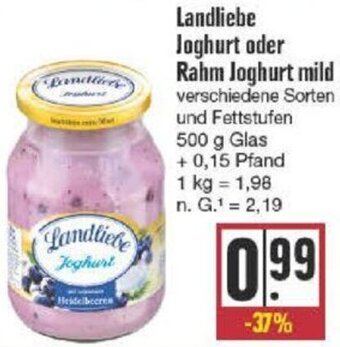 nah & gut Landliebe Joghurt oder Rahm Joghurt mild 500 g Glas Angebot