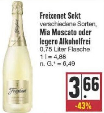 nah & gut Freixenet Sekt, Mia Moscato oder legero Alkoholfrei 0,75 Liter Flasche Angebot