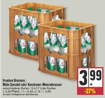 nah & gut Franken Brunnen, Rhön Sprudel oder Kondrauer Mineralwasser 12x0,7 Liter Kasten Angebot