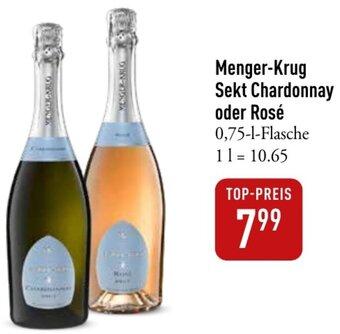 Galeria Markthalle Menger-Krug Sekt Chardonnay oder Rosé 0,75 L Flasche Angebot