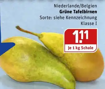 REWE Niederlande/Belgien Grüne Tafelbirnen 1kg Angebot