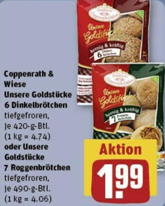 REWE Coppenrath & Wiese Unsere Goldstücke 6 Dinkelbrötchen 420-g oder Unsere Goldstücke 7 Roggenbrötchen 490-g-Btl. Angebot