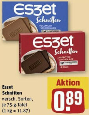 REWE Eszet Schnitten 75-g-Tafel Angebot