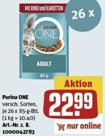 REWE Purina ONE 26 x 85-g-Btl. Angebot