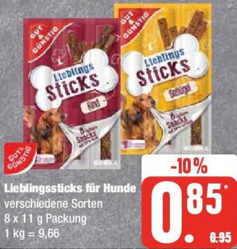 Edeka Gut & Günstig Lieblingssticks für Hunde 8 X 11 g Packung Angebot