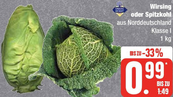 Edeka Unsere Heimat Wirsing oder Spitzkohl 1 kg Angebot