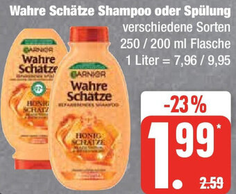 Edeka Wahre Schätze Shampoo oder Spülung 250/200 ml Flasche Angebot