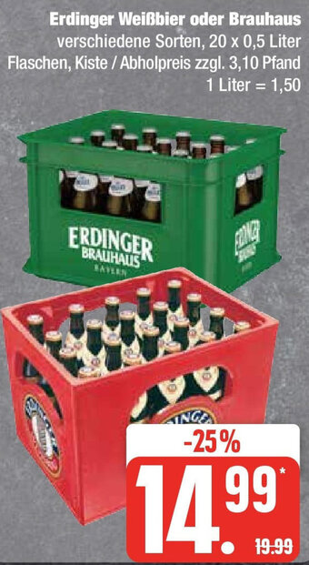 Edeka Erdinger Weißbier oder Brauhaus 20x0,5 Liter Angebot