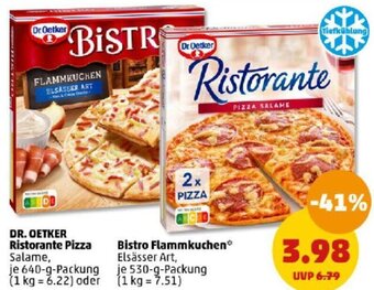 PENNY DR. OETKER Ristorante Pizza 640 g oder Bistro Flammkuchen 530 g Packung Angebot