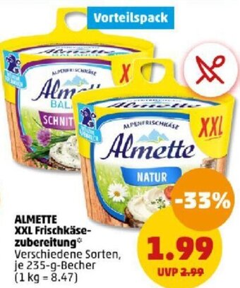 PENNY ALMETTE XXL Frischkäsezubereitung 235-g-Becher Angebot