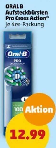 PENNY ORAL B Aufsteckbürsten Pro Cross Action 4er-Packung Angebot