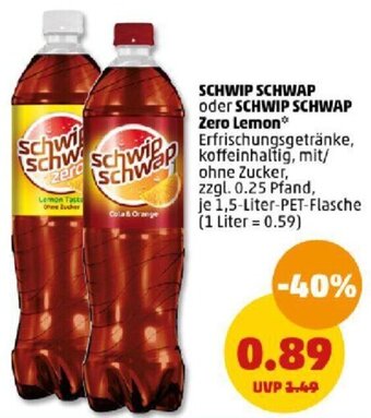 PENNY SCHWIP SCHWAP oder SCHWIP SCHWAP Zero Lemon 1,5-Liter Angebot