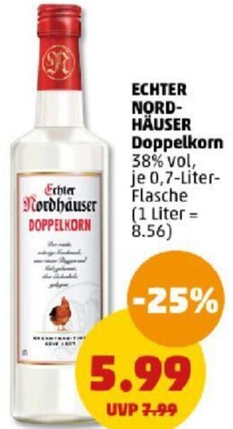 PENNY ECHTER NORDHÄUSER Doppelkorn 0,7-Liter-Flasche Angebot