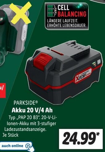 Lidl PARKSIDE Akku 20 V/4 Ah Angebot