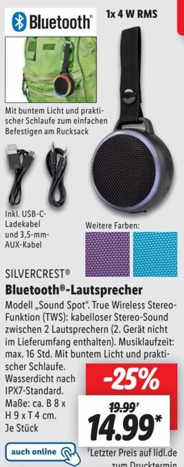 Lidl SILVERCREST Bluetooth Lautsprecher Angebot