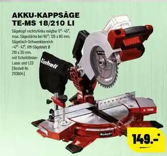 Leitermann Baumarkt Akku-kappsäge Te-ms 18.210 Li Angebot