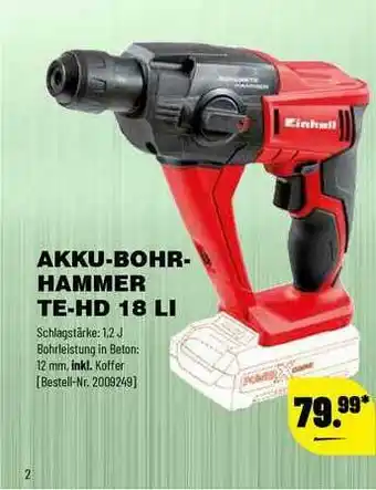 Leitermann Baumarkt Akku-bohrhammer Te-hd 18 Li Angebot