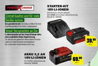 Leitermann Baumarkt Power X-change Starter-kit 18v-li-ionen Oder Akku 5.2ah 18v-li-ionen Angebot