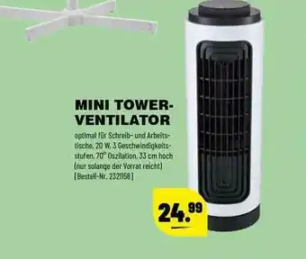 Leitermann Baumarkt Mini Towerventilator Angebot