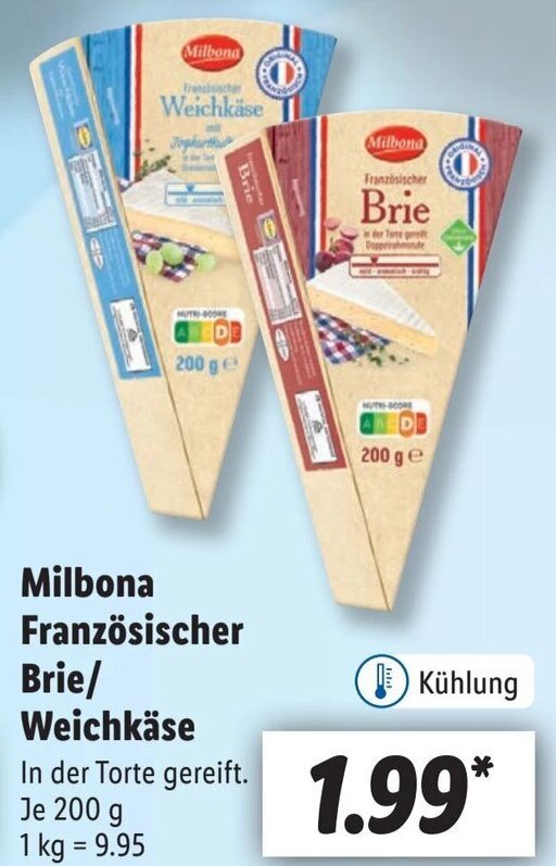 Milbona Französischer Brie/ Weichkäse 200 g Angebot bei Lidl