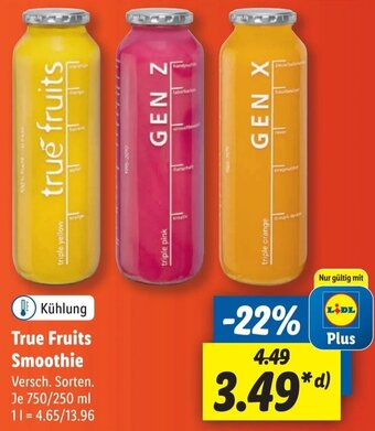 Lidl True Fruits Smoothie 750/250 ml Angebot