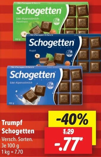 Lidl Trumpf Schogetten 100 g Angebot