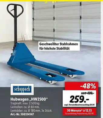 Lidl Scheppach Hubwagen „hw2500” Angebot