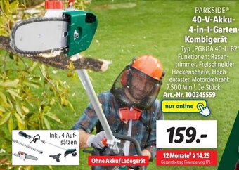 Lidl PARKSIDE 40-V Akku 4-in-1 Garten Kombigerät Angebot